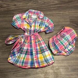 Ralph Lauren Baby Plaid Romper & Bloomer Set 6M Infant Classic Preppy